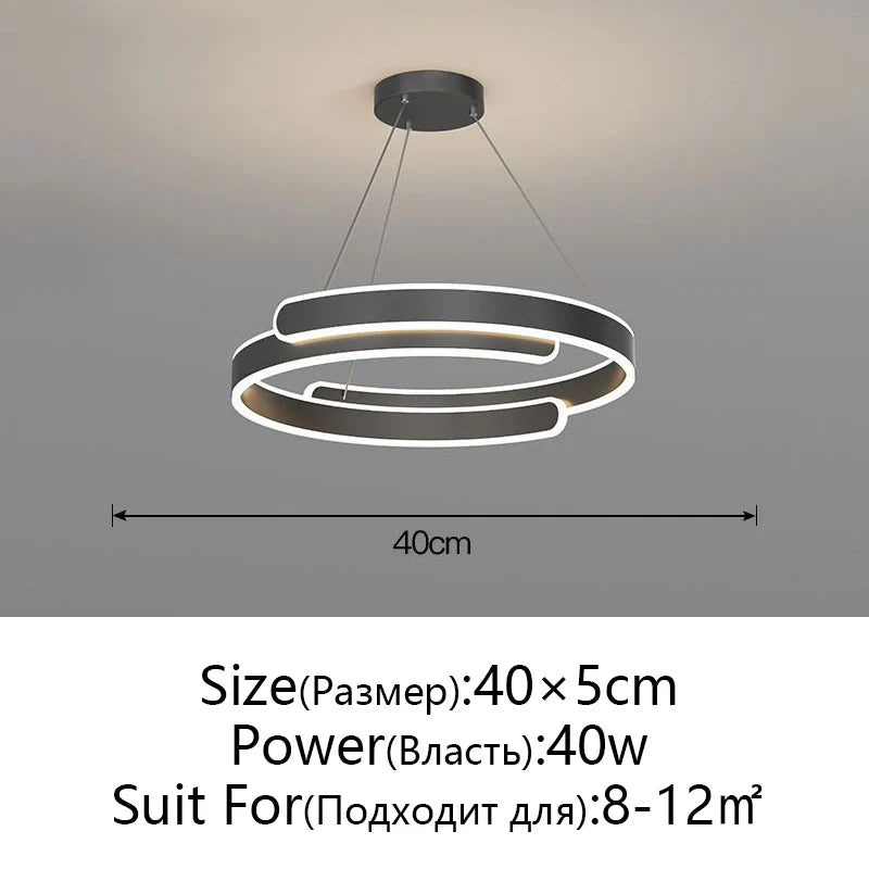 Afralia™ Black White LED Ring Chandelier Pendant Lights for Home Indoor Decor