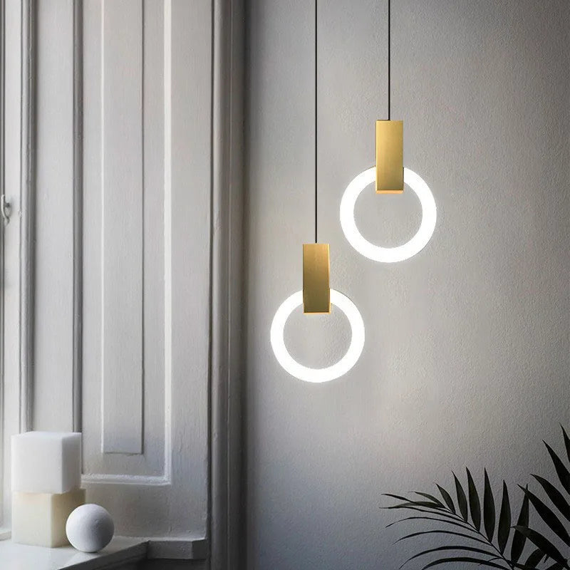 Afralia™ Modern Nordic Bedroom Circle Ring Chandelier LED Pendant Lighting