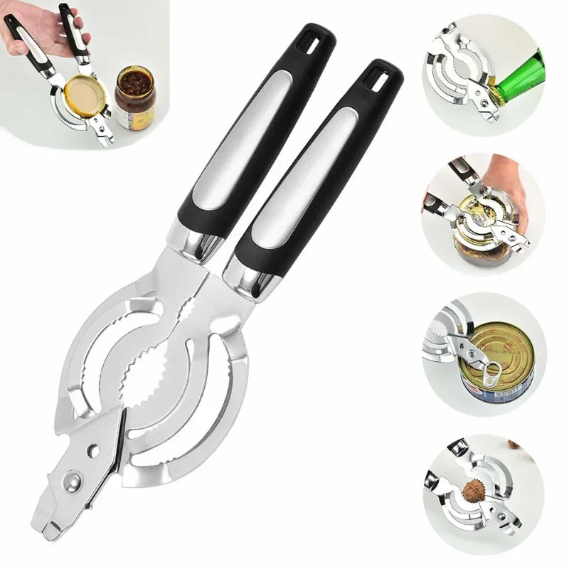 Afralia™ Stainless Steel Can Opener & Bottle Opener with Anti-slip Grip