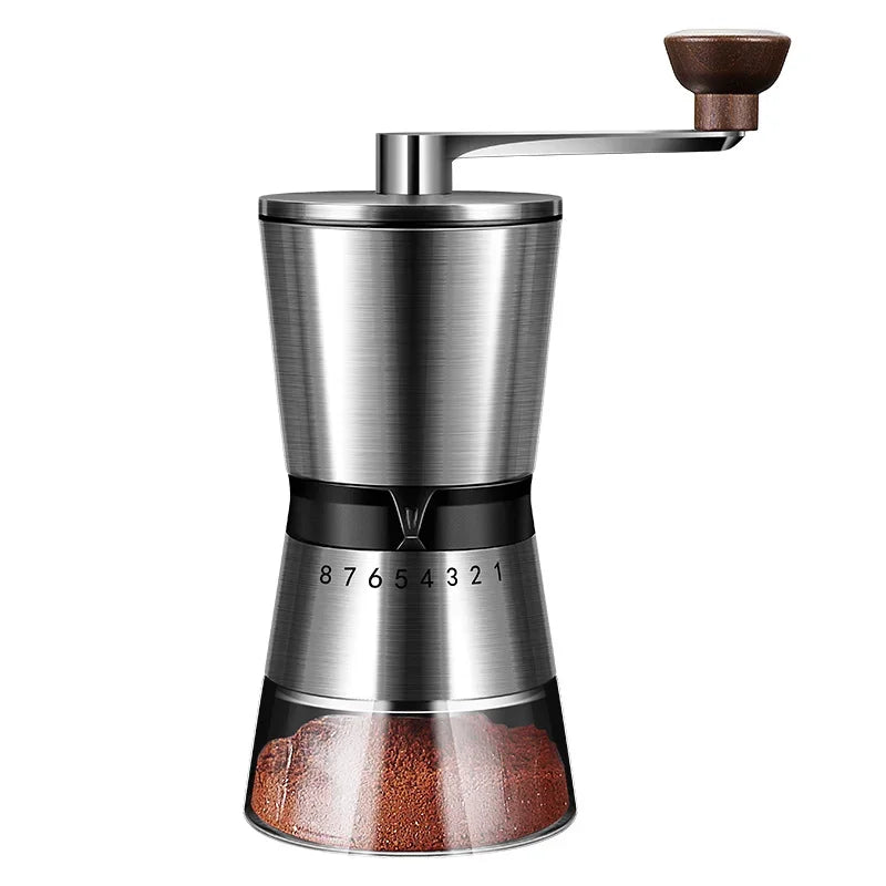 Afralia™ Ceramic Burr Coffee Grinder with 6/8 Settings - Portable Hand Crank Mill