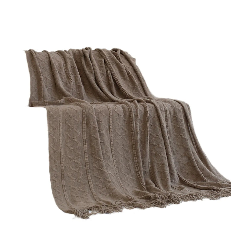 Afralia™ Nordic Geometric Knit Blanket - Soft and Cozy Throw for Beds, Sofas, and Office Naps