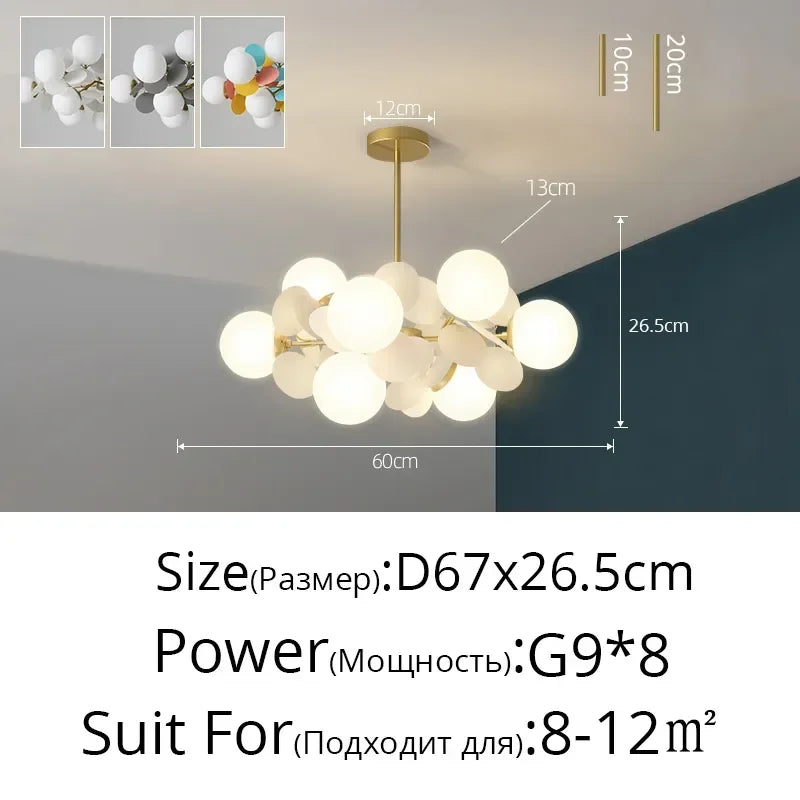 Afralia™ LED Colorful Chandelier for Living Room Bedroom Dining Modern Flash Bulbs