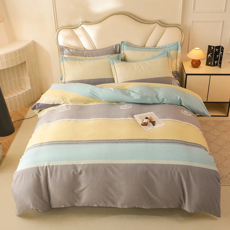 Afralia™ Brushed Cotton Printed Duvet Cover Set - Single/Double Bed Bedclothes