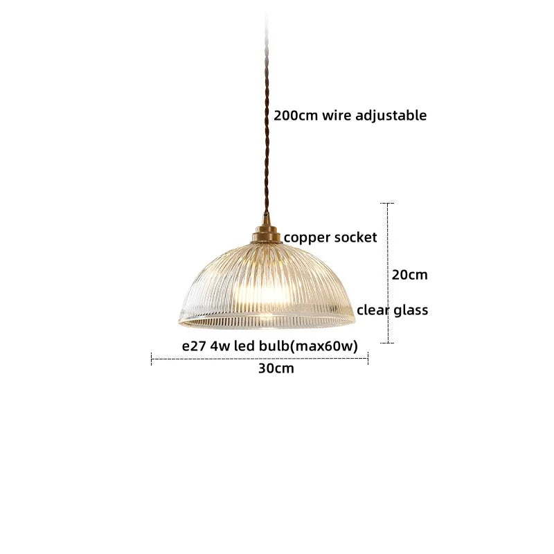 Afralia™ Copper Glass LED Pendant Lamp for Dining Living Room Bedroom Bar Nordic Style Hnaging Light