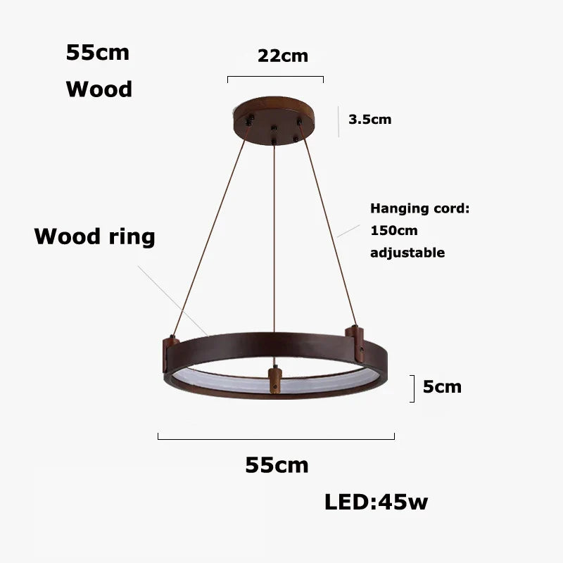 Afralia™ Stone Wood Ring LED Chandelier for Foyer Bedroom
