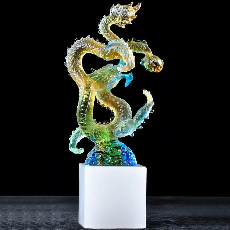 Afralia™ Ascending Dragon Feng Shui Ornament for Wealth and Success