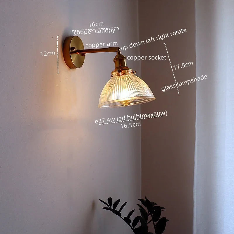 Afralia™ Copper Glass LED Wall Sconce Nordic Modern Balcony Living Room Light