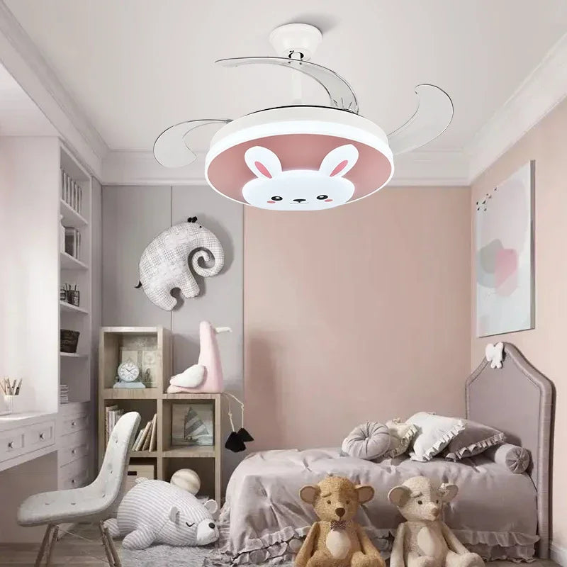 Afralia™ Smart Light and Fan Switch Flush Mount LED Ceiling Fan - Wholesale Kids Decoration