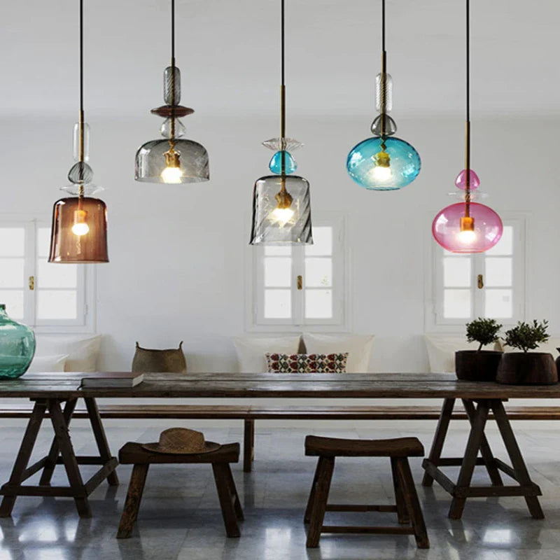 Afralia™ Glass Candy Pendant Lights: Modern Nordic Home Lighting for Living Room, Restaurant, and Kitchen