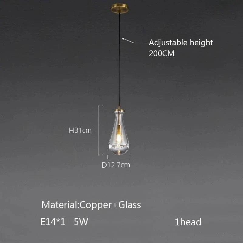 Afralia™ Waterdrop Glass Pendant Light: Modern LED, Lobby Accent for Home, Hotel, Staircase Decor