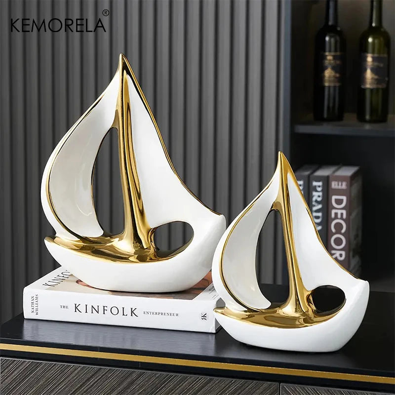 Afralia™ Luxury Sailboat Sculpture | Elegant Desk Decor for Home and Office