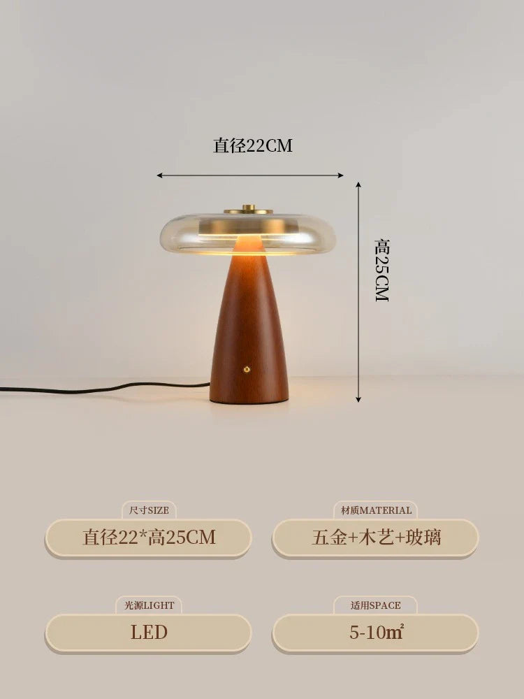 Afralia™ Gold Lustre Wood Table Lamp LED - Luxe Retro Medieval Design