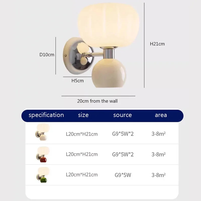 Afralia™ Cream Breeze Pumpkin LED Wall Lamps, Elegant Lighting for Bedroom Living Room Dining Hallway