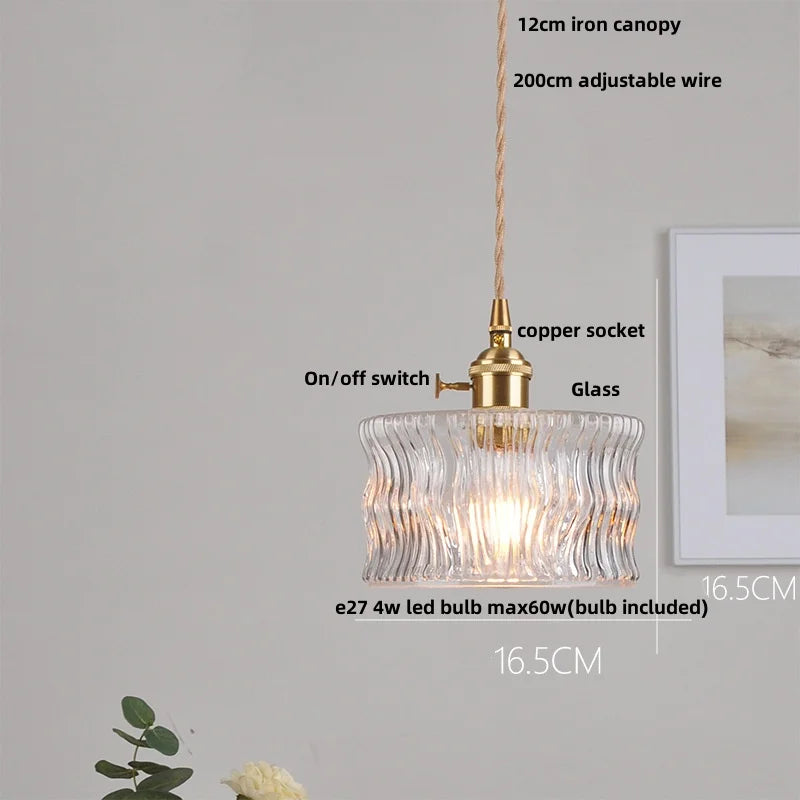 Afralia™ LED Brass Pendant Lamp Modern Clear Glass Dining Light