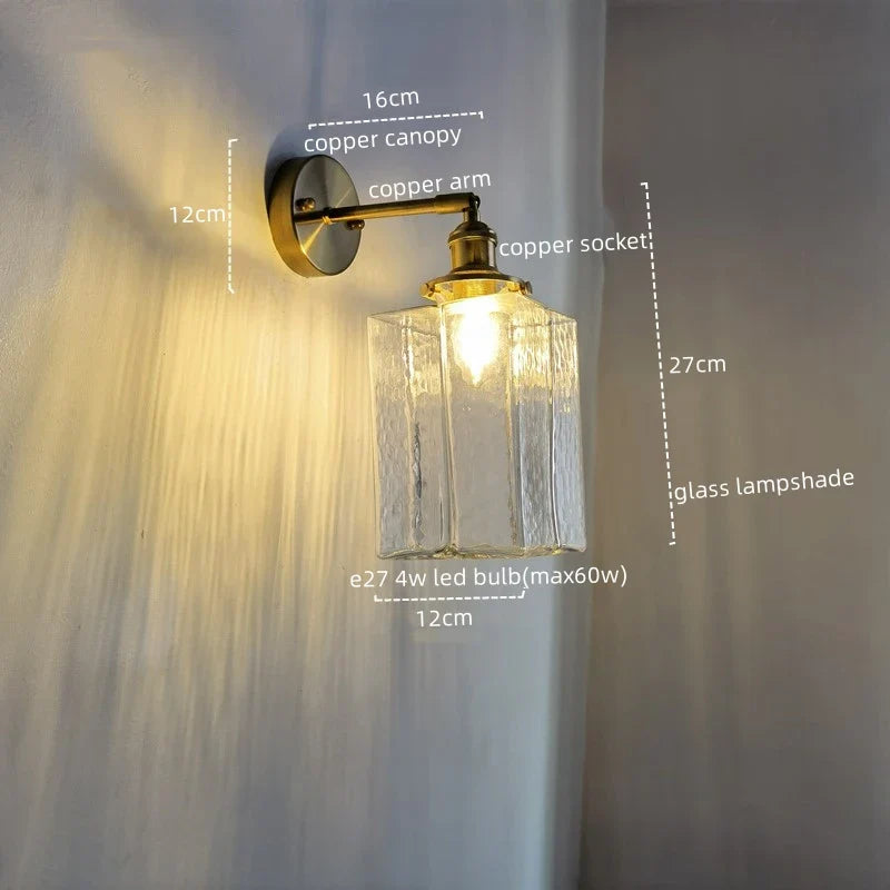 Afralia™ Glass Copper LED Wall Lamp Modern Corridor Bedside Light