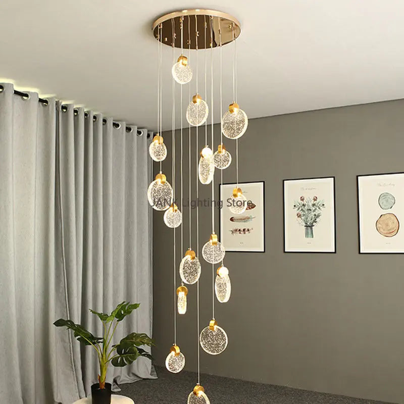 Afralia™ Bubble Crystal Ceiling Pendant Light, LED Villa Staircase Hanging Lamps