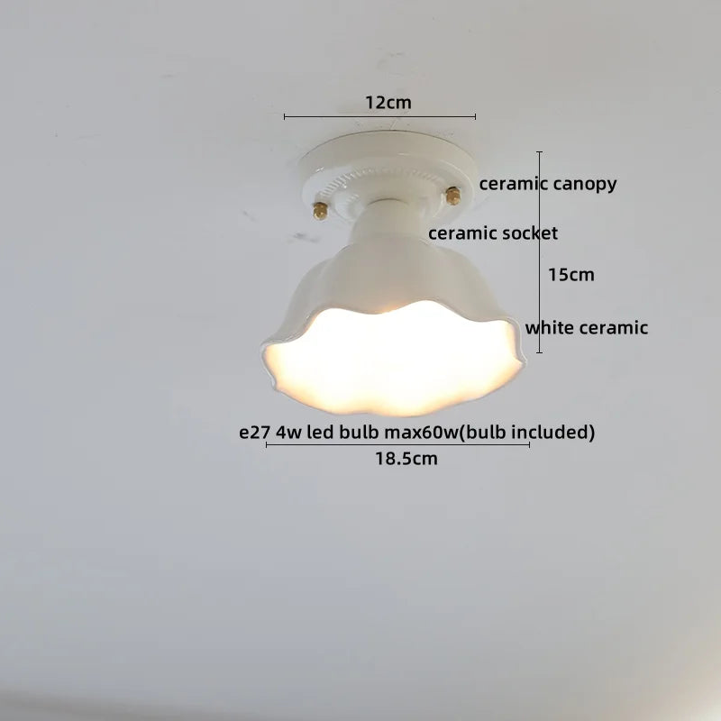 Afralia™ Ceramic LED Ceiling Light Creamy White Nordic Indoor Lighting Fixture