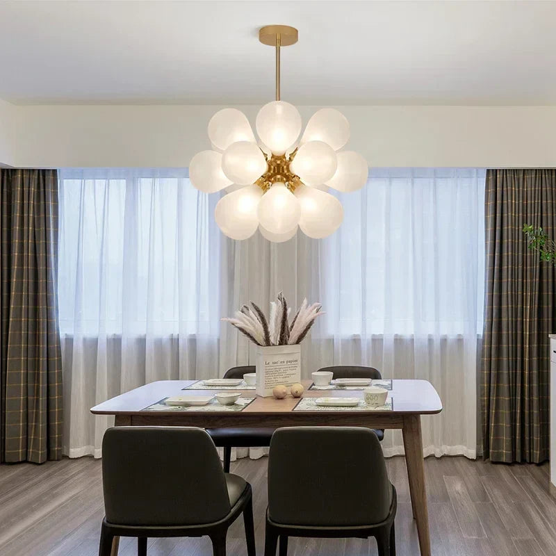 Afralia™ Purple Glass Bubble LED Chandelier for Living Room Bedroom Decor