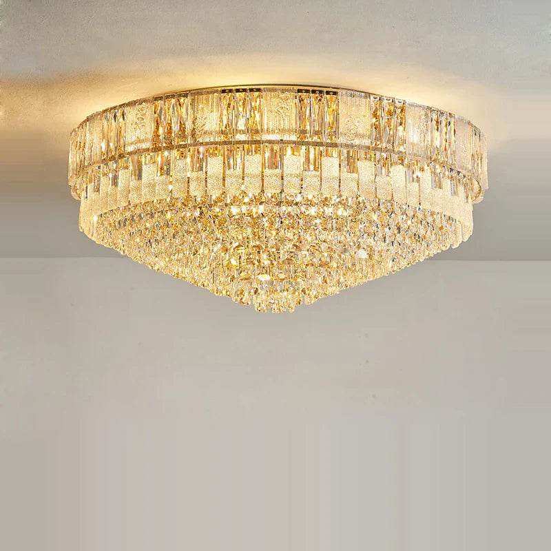 Afralia™ K9 Crystal Gold Chandelier Lighting for Living Room