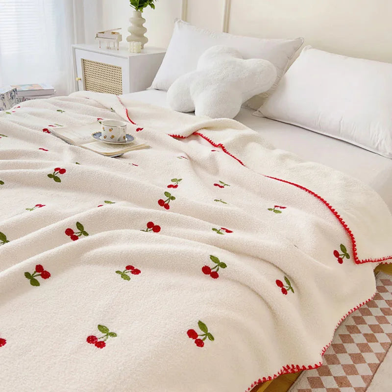 Afralia™ Flower Embroidered Lamb Wool Blanket: Versatile All Seasons Shawl & Travel Companion