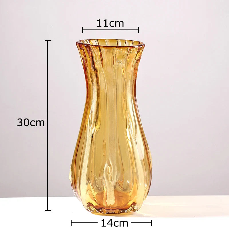 Amber Glass Vase Hydroponics Pot for Table Decoration by Afralia™