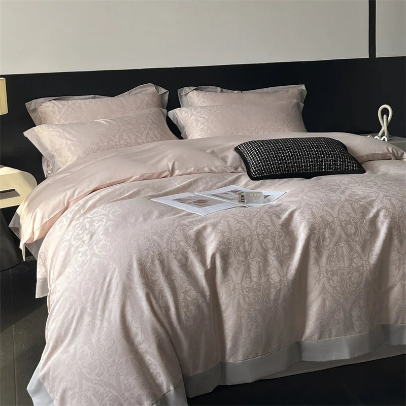 Afralia™ Jacquard Bedding Set - Lyocell Cotton Bed Linens, Sheet, Pillowcase, Quilt Cover