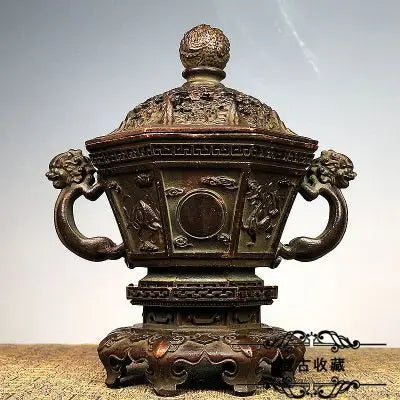 Afralia™ Bronze Sacred Beasts Incense Burner Set