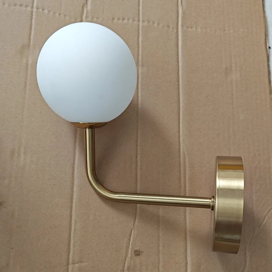Afralia™ Nordic Glass Ball Metal Bend Wall Lamp for Living Room, Bedroom - Gold/Black
