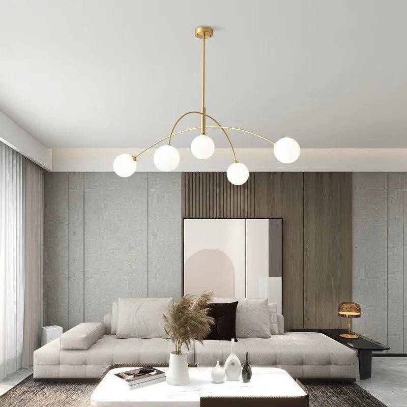 Afralia™ Nordic Pendant Light Chandelier Suspended Milky Glass Designer Ceiling Lamp.