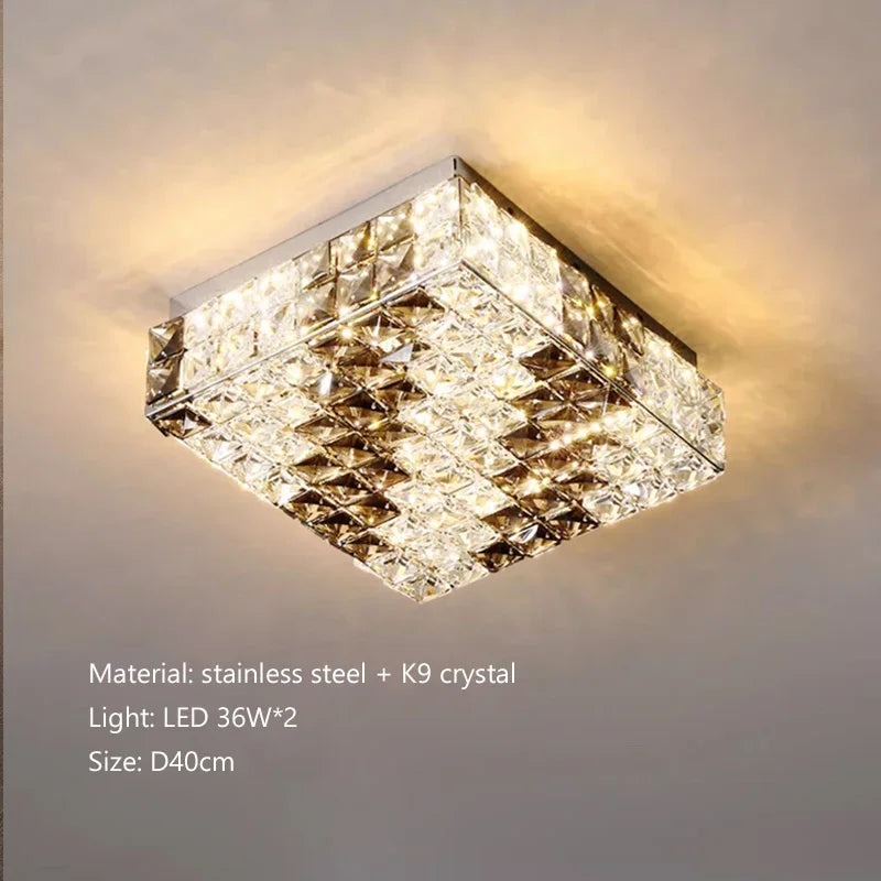 Afralia™ Crystal Led Ceiling Chandelier for Living Room Bedroom Interior Lighting