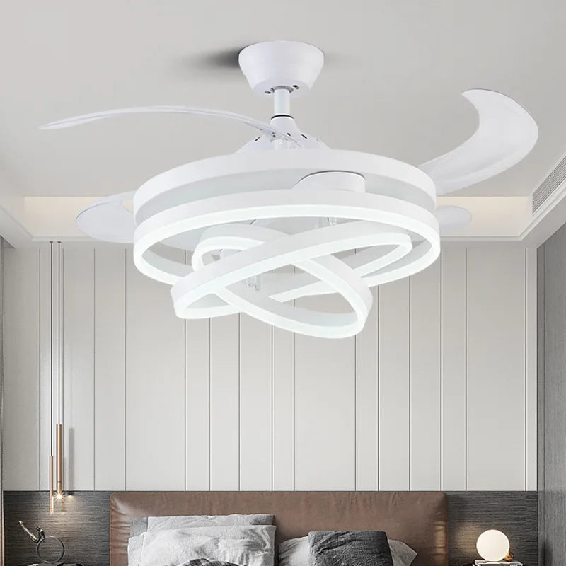 Afralia™ Postmodern Invisible Ceiling Fan Light with Adjustable LED, Reversible Fan Chandelier