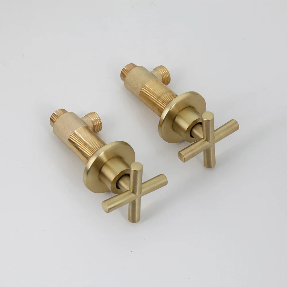 Afralia™ Brushed Gold Rainfall Shower Faucet Set with Dual Handles and Wall Mount