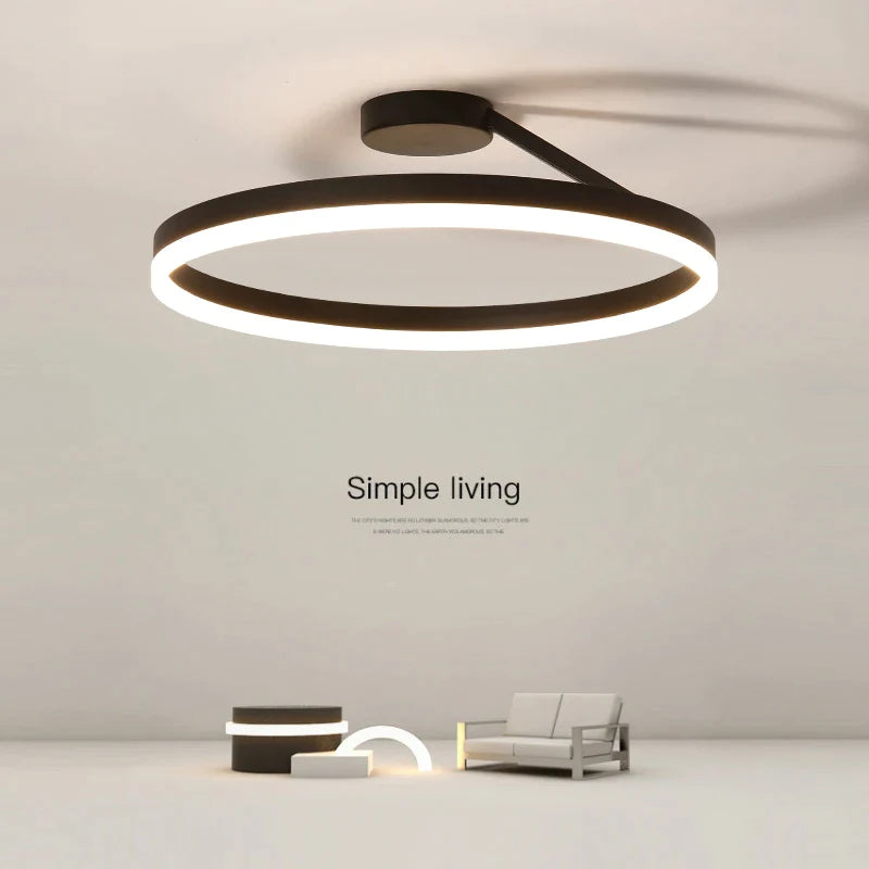 Afralia™ Modern LED Circle Ceiling Light for Restaurant, Bedroom, Kitchen - White/Black Home Lighting