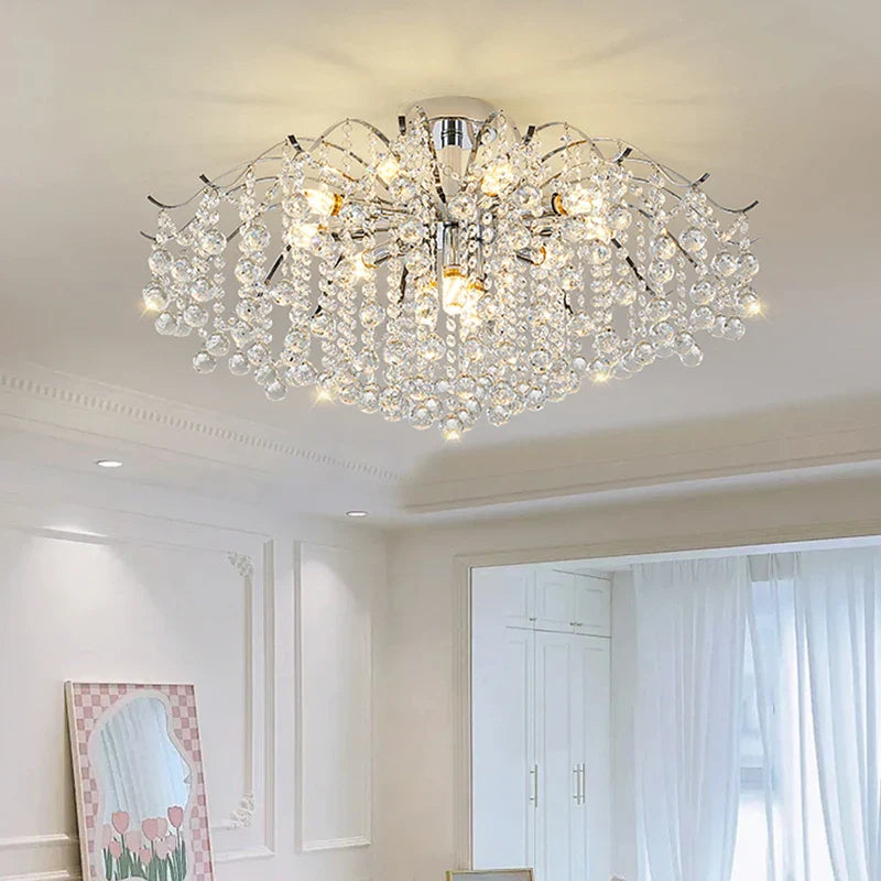 Afralia™ Crystal Luxury LED Chandelier Ceiling Light for Living Room Bedroom Home Decor