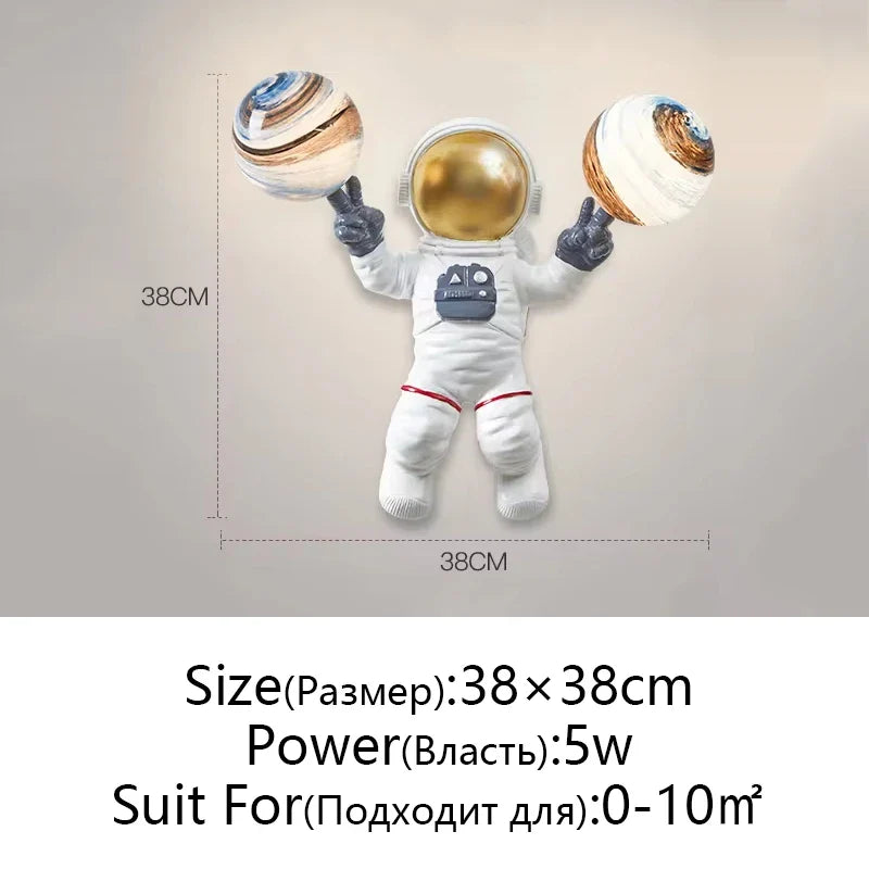 Afralia™ Astronaut Moon Planet Table Lamp Night Light Bedroom Decor Spaceman Theme