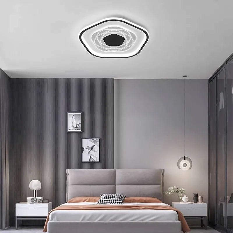 Afralia™ Pentagonal LED Chandelier Ceiling Light for Modern Living Room and Bedroom