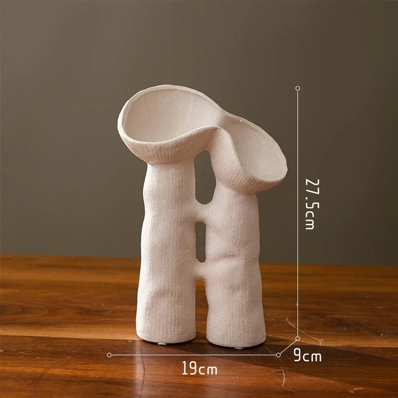 Afralia™ Ceramic Geometric Vase - Modern Stoneware Abstract Flower Arrangement Home Decor