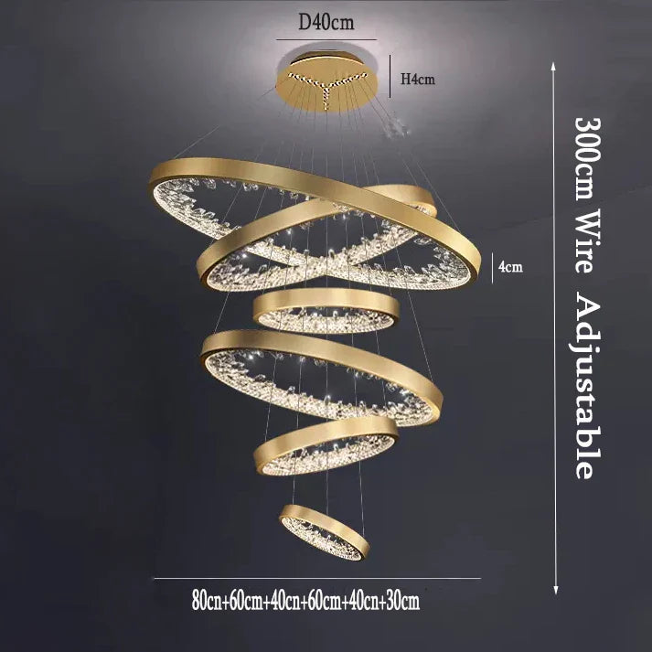 Afralia™ Modern Loft Crystal Chandelier LED Light for Villa Living Room and Bedroom