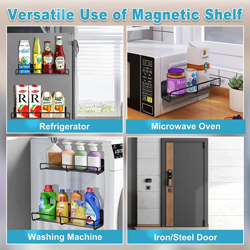 Afralia™ Magnetic Kitchen Storage Rack - Waterproof Organizer, Rustproof Spice Shelf