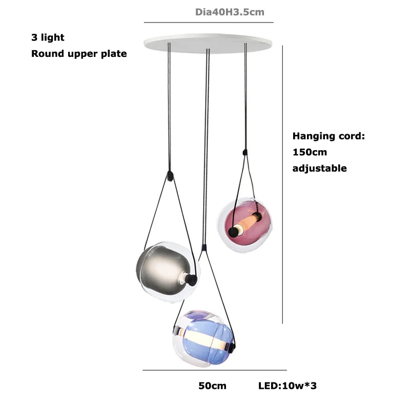 Afralia™ Multicolor Glass Globe Pendant Light for Stylish Bedroom Decor