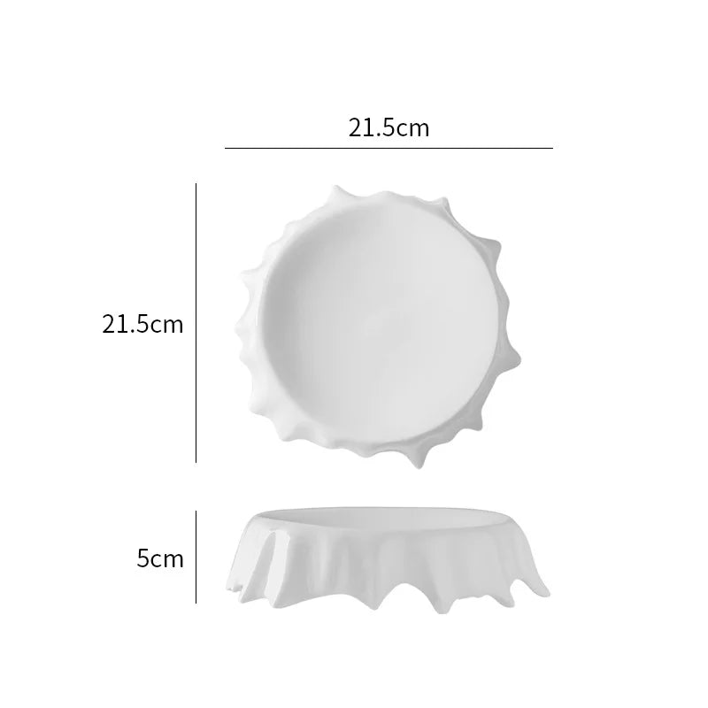 Afralia™ Ceramic Irregular Plate Set: Dinner, Steak, Dessert, Snack, Pasta, Cake - Solid Color Tableware