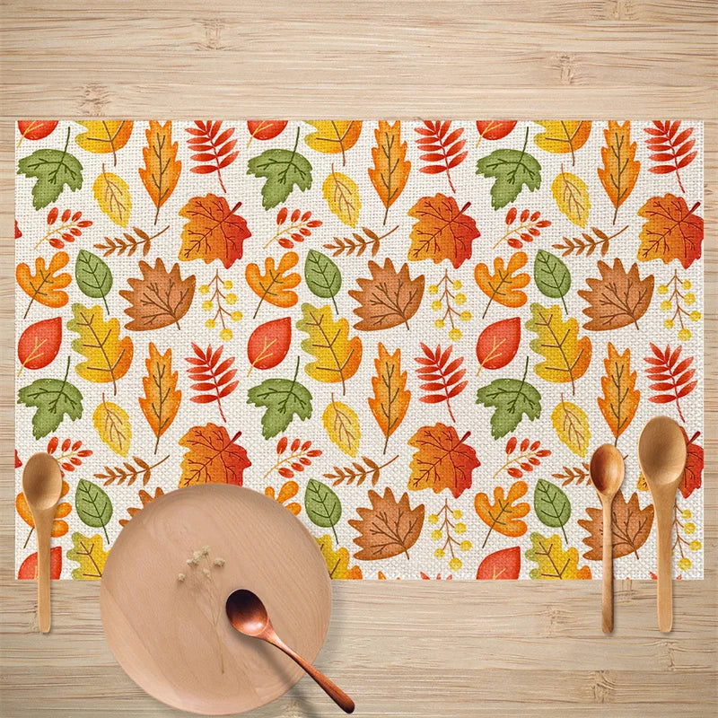 Afralia™ Pumpkin Printed Placemats Set for Dining Table Kitchen Decor