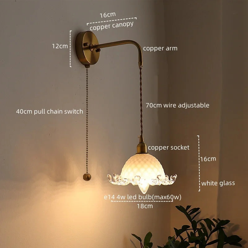 Afralia™ LED Copper Wall Light: Modern Nordic Interior Lamp for Bedroom, Bathroom, and Balcony