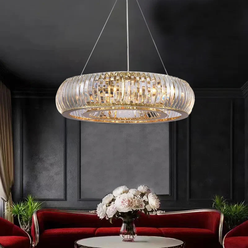 Afralia™ Crystal Luxury Chandeliers Gold Round Oval Style Home Decoration