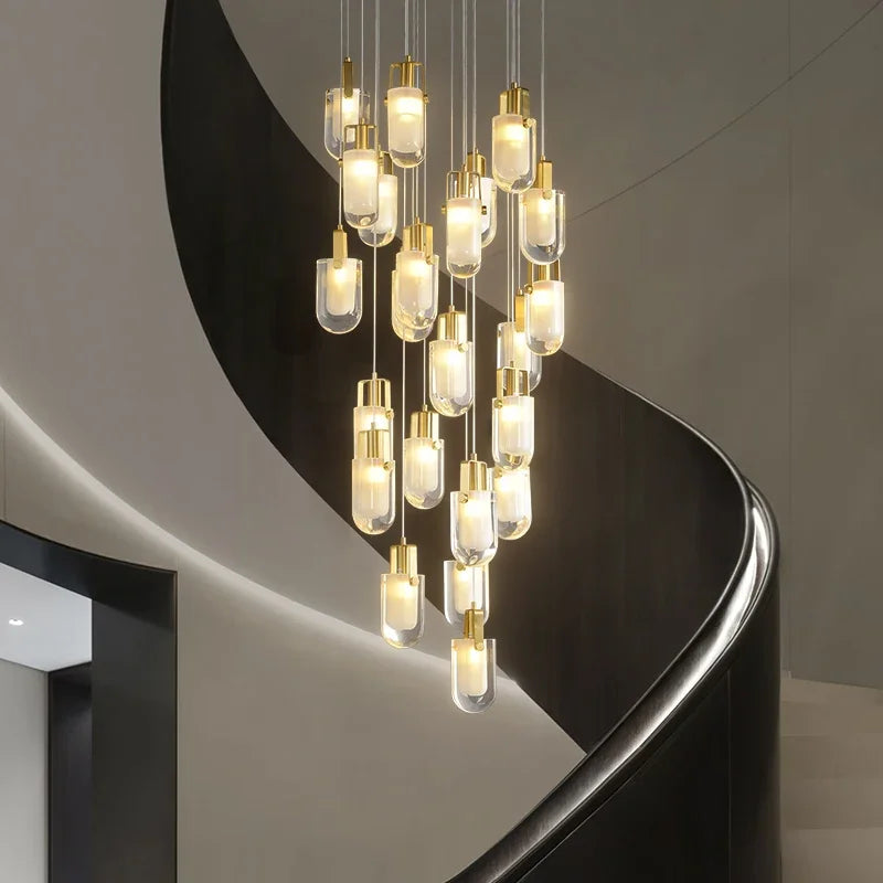 Afralia™ Crystal Loft Chandelier for Staircase, Living Room, and Apartment Luxe Lighting