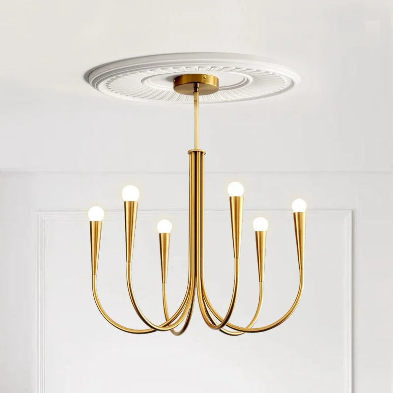 Afralia™ French Candle Led Chandelier Black Gold Kitchen Modern Island Light