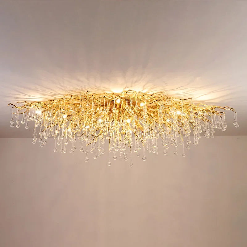 Afralia™ Golden Chandelier Modern Luxury LED Glossy Ceiling Lamp