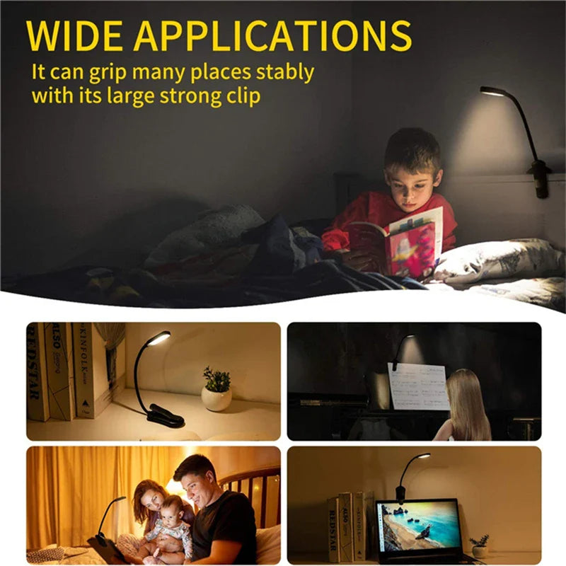 Afralia™ 7 LED Book Light: Rechargeable Reading Lamp with 3-Level White Light Clip-On