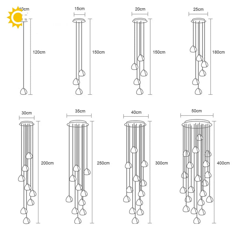 Afralia™ Crystal Ball Chandelier: Long Adjustable Staircase Pendant Light perfect for Home & Restaurant
