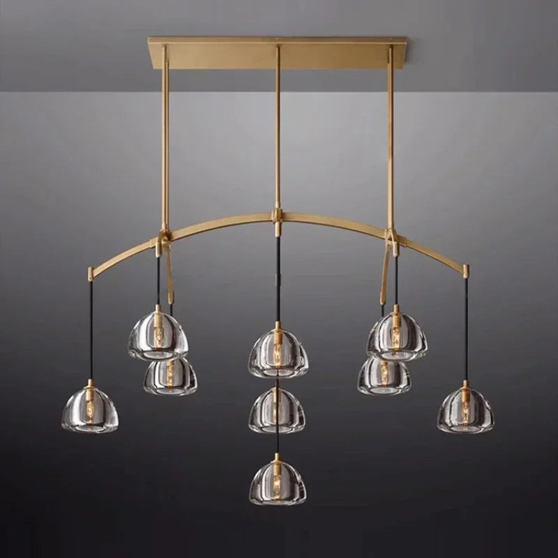 Afralia™ Black Brass Retro Crystal Copper LED Ceiling Pendant for Home Lighting